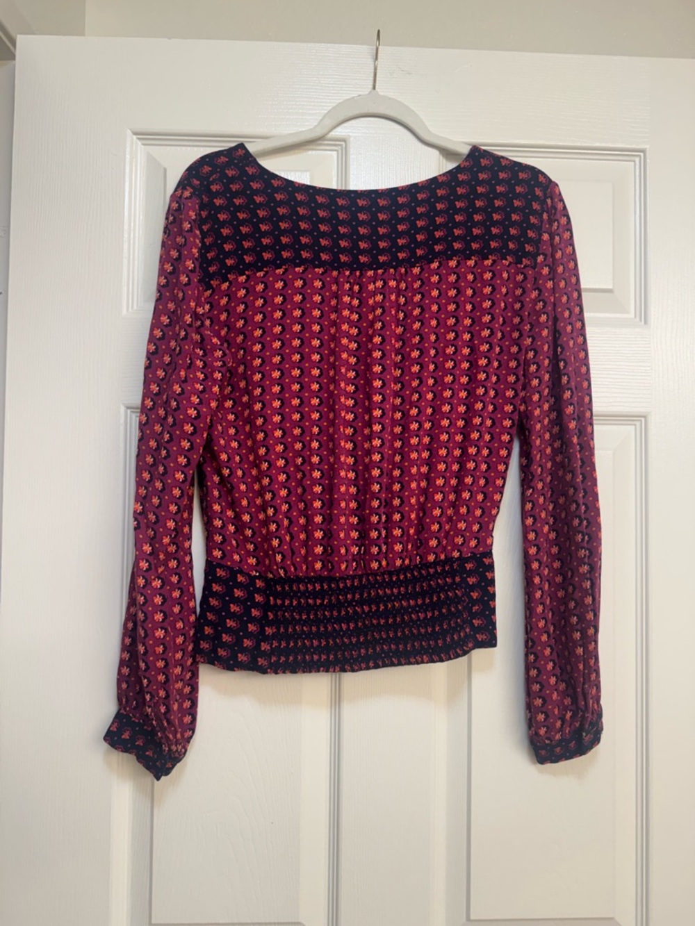 Anthropologie Maeve Lisa Puff Sleeve Faux Wrap Blouse - Picture 10 of 16